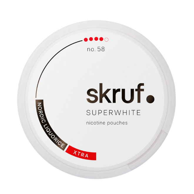 Skruf Superwhite No.58 Nordic Liquorice Xtra Strong